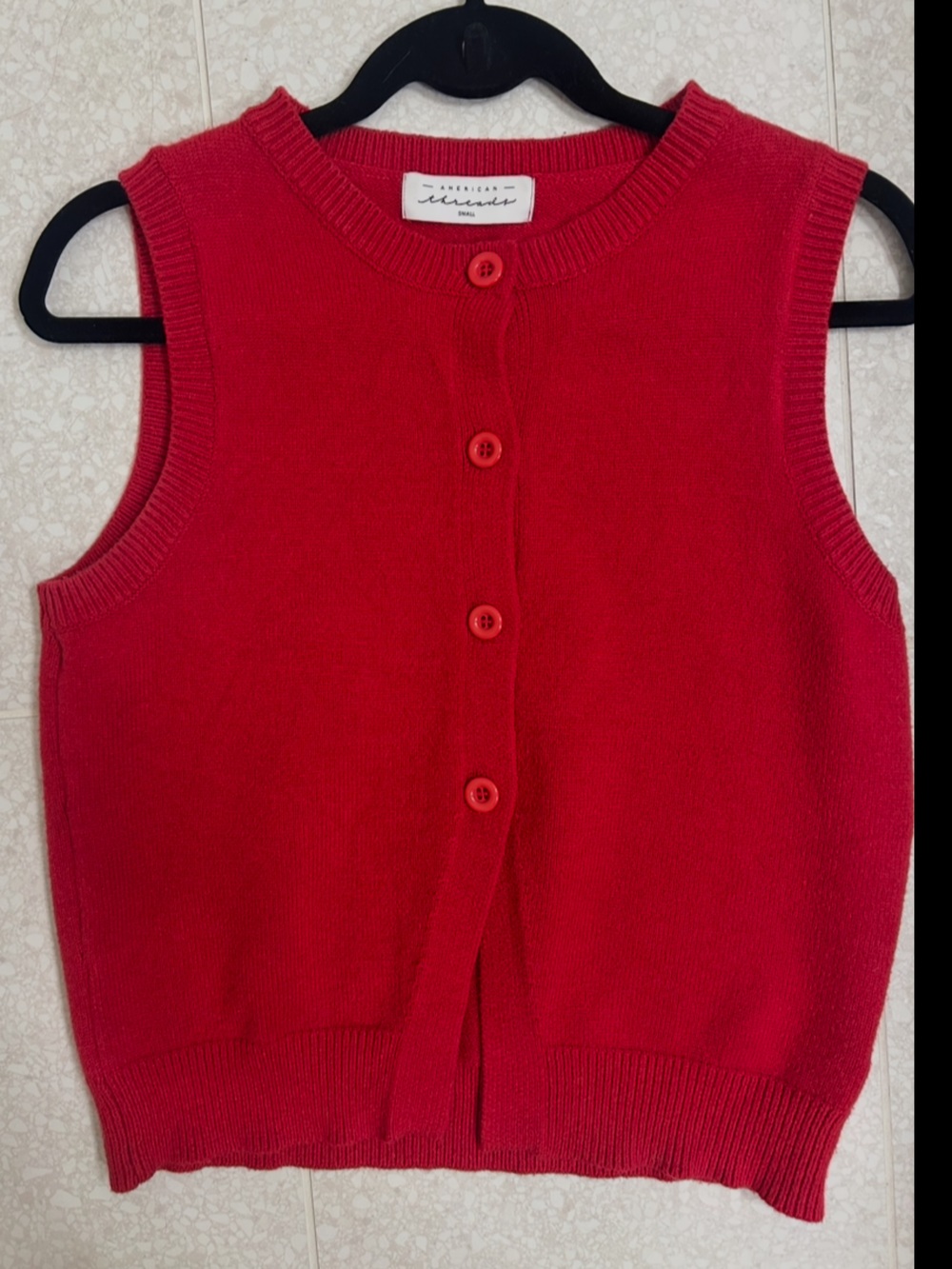 American Threads Bright Red Buttoned Knit Vest
